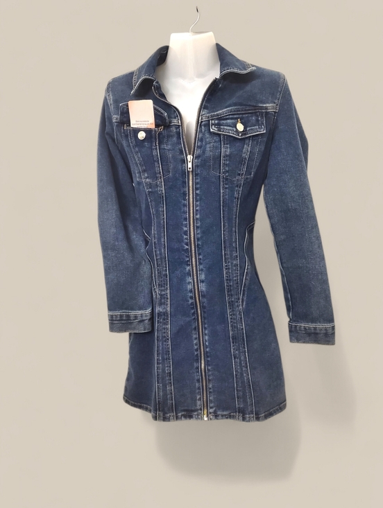 Wallflower Jackets & Blazers - Wallflower Women's Mid-Blue Longline Denim Jacket